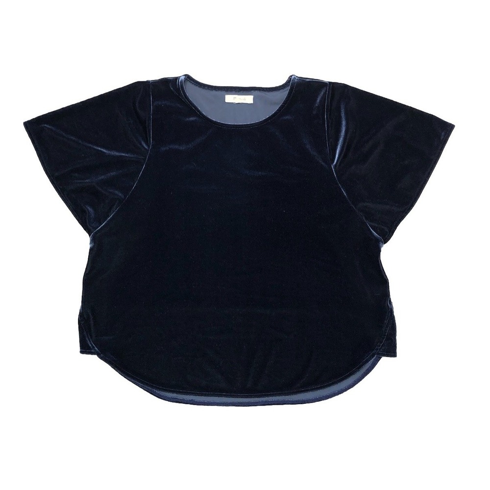Madewell Shirt Women's S Blue Velvet Butterfly Top Boho Whimsigoth Fairy